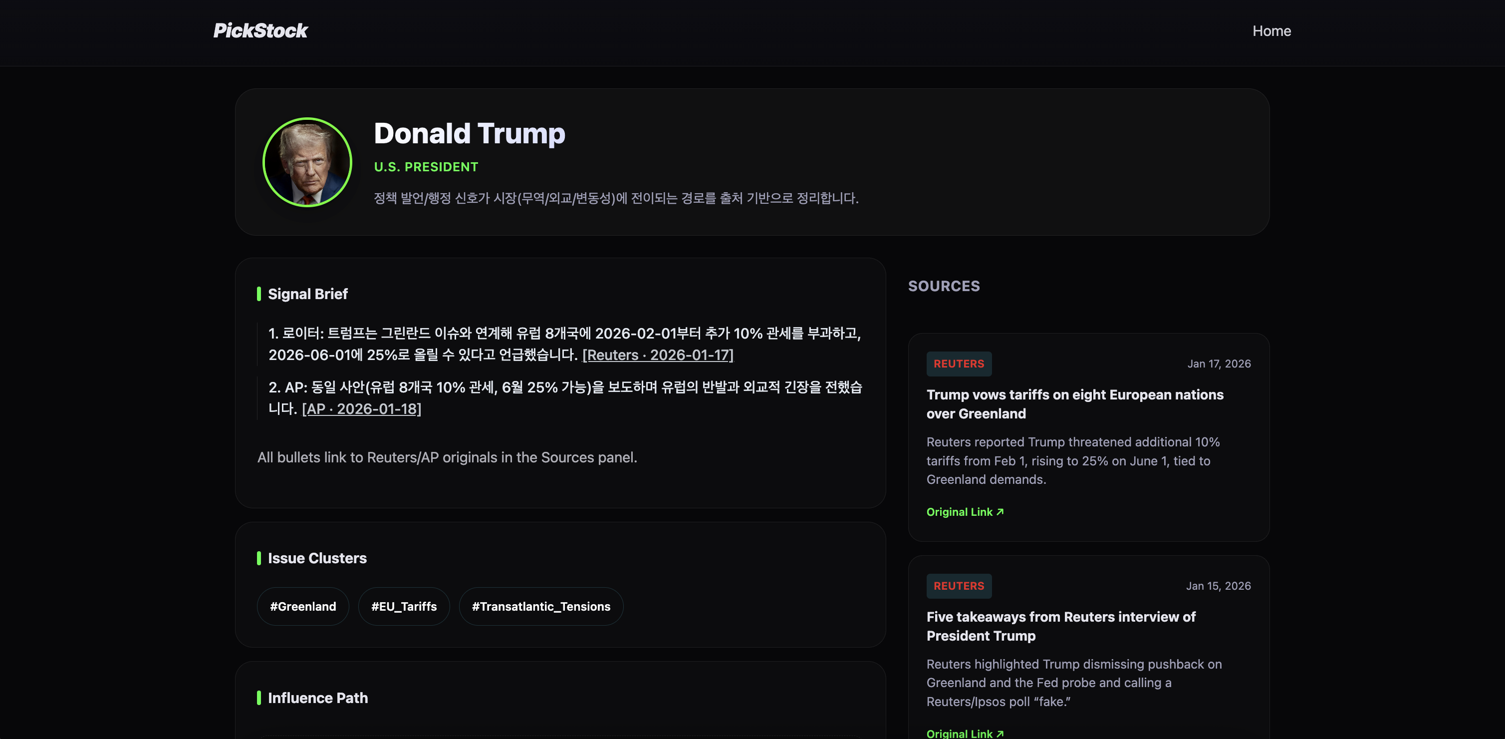 인플루언서 트래킹 예시