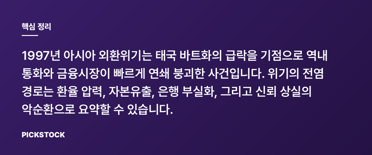 1997년 아시아 외환위기, 어떻게 번졌나 핵심 정리
