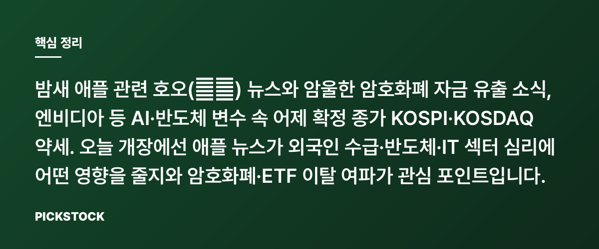 애플 목표가 재설정·시총 5조달러…한국장 오늘 어디까지 흔들릴까? 핵심 정리