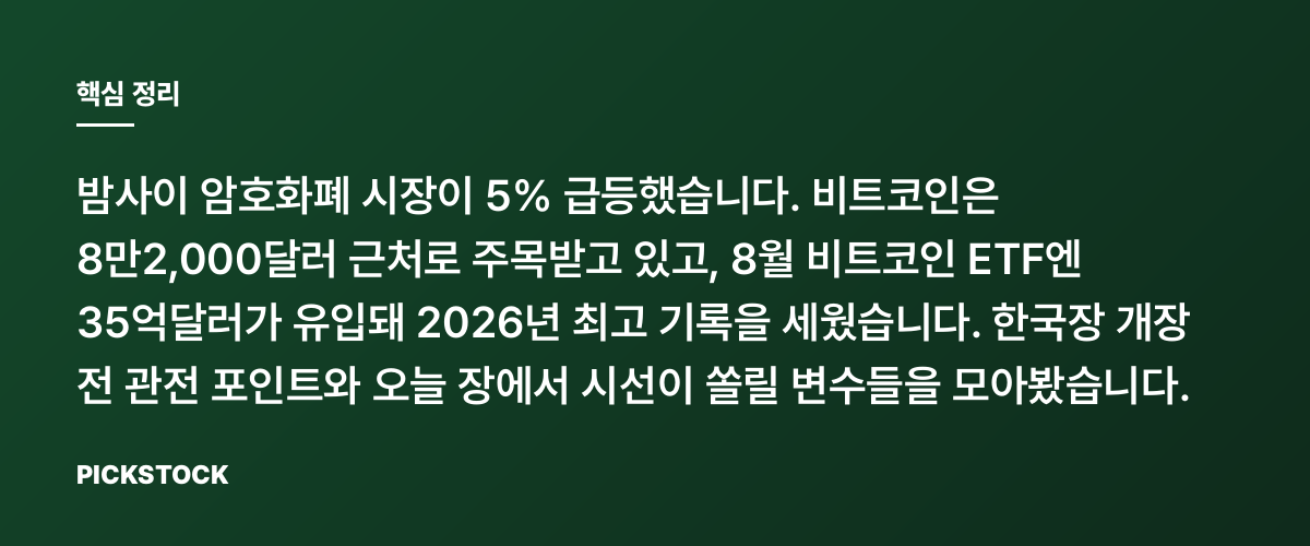 비트코인 5% 급등, 8만2천달러 돌파 또 갈까? ETF 자금은 핵심 정리