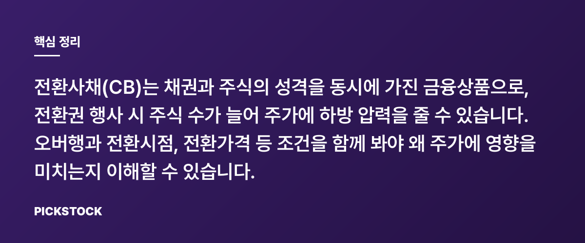 컨버터블(CB)이 주가에 미치는 영향과 오해 핵심 정리