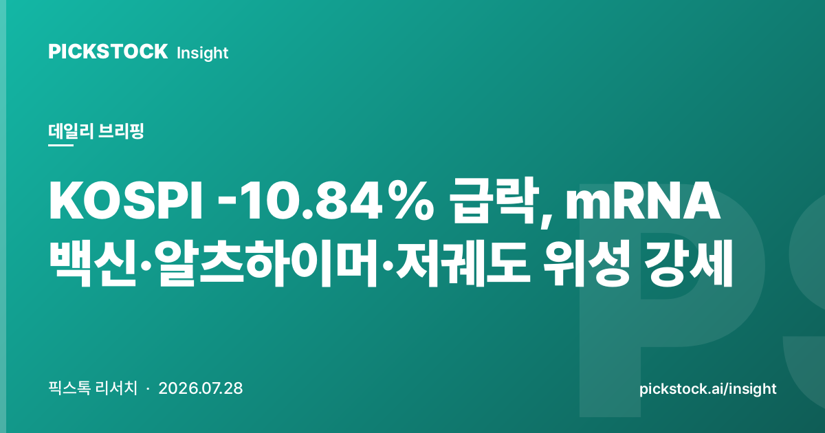 KOSPI -10.84% Plunge, mRNA Vaccines, Alzheimer Therapies and LEO Satellites Outperform