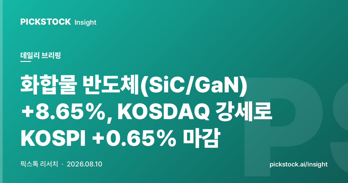 화합물 반도체(SiC/GaN) +8.65%, KOSDAQ 강세로 KOSPI +0.65% 마감