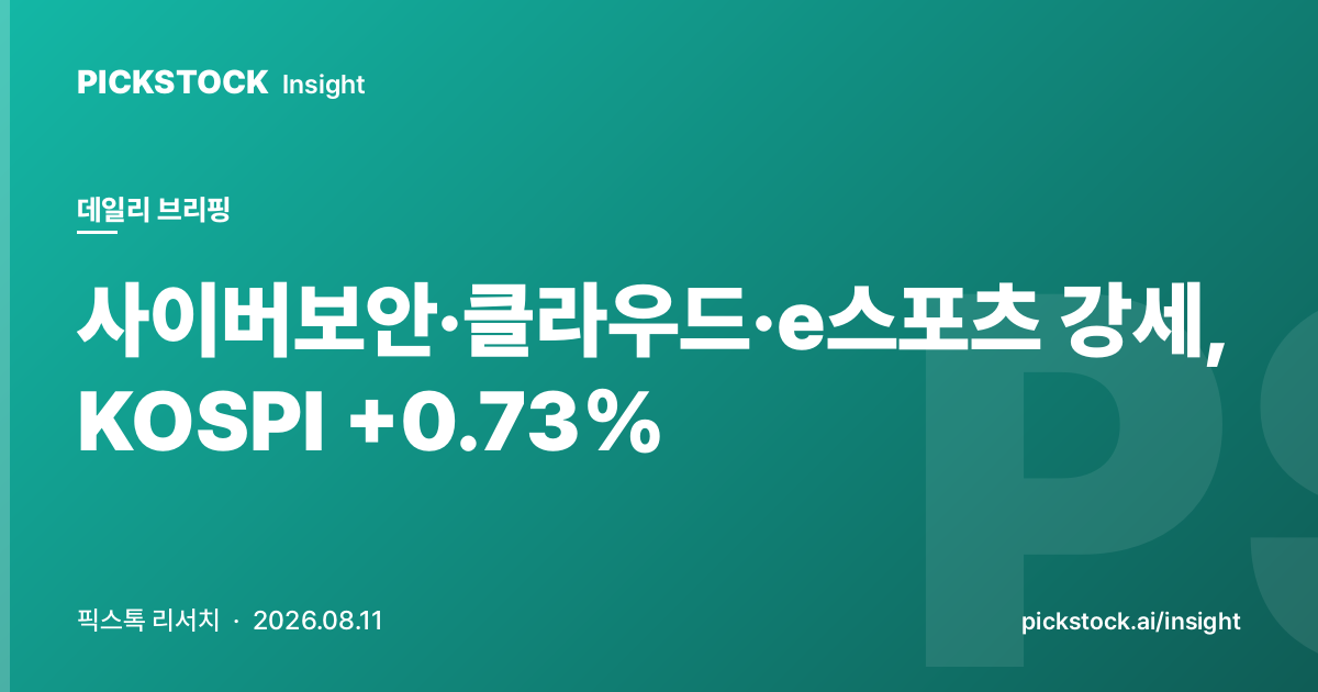 사이버보안·클라우드·e스포츠 강세, KOSPI +0.73% (2026-08-11)