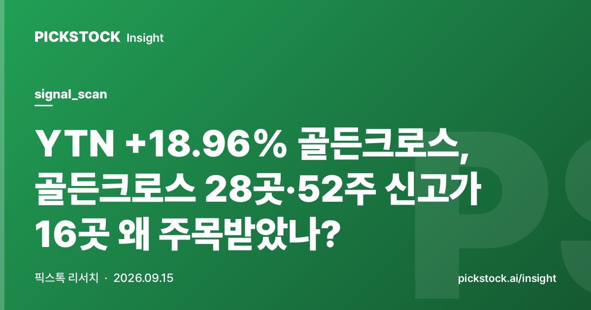 YTN +18.96% 골든크로스, 골든크로스 28곳·52주 신고가 16곳 왜 주목받았나?