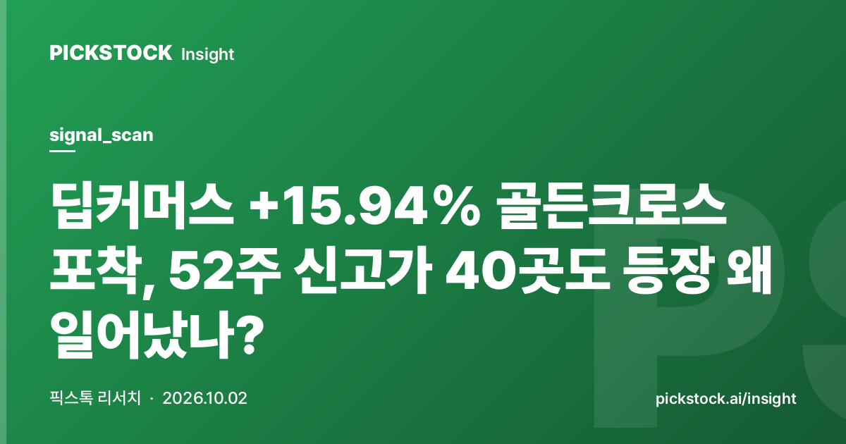 딥커머스 +15.94% 골든크로스 포착, 52주 신고가 40곳도 등장 왜 일어났나?