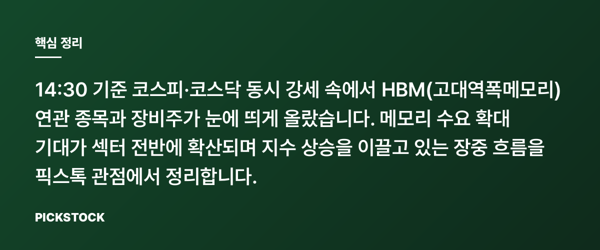 피에스케이홀딩스·HBM 관련주 강세, 코스피 3.09% 왜? 핵심 정리