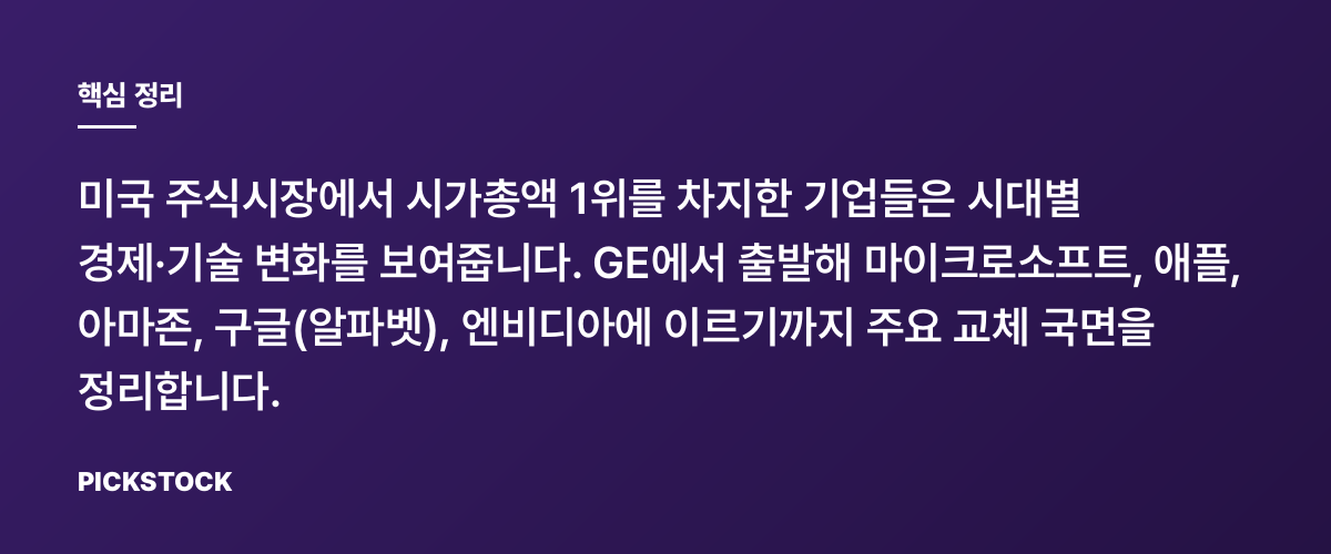 미국 시가총액 1위의 역사, GE에서 엔비디아까지 핵심 정리