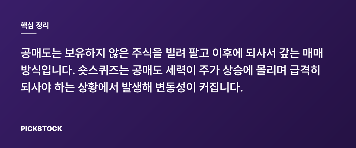 공매도는 어떻게 작동하나, 숏스퀴즈는 왜 생기나 핵심 정리