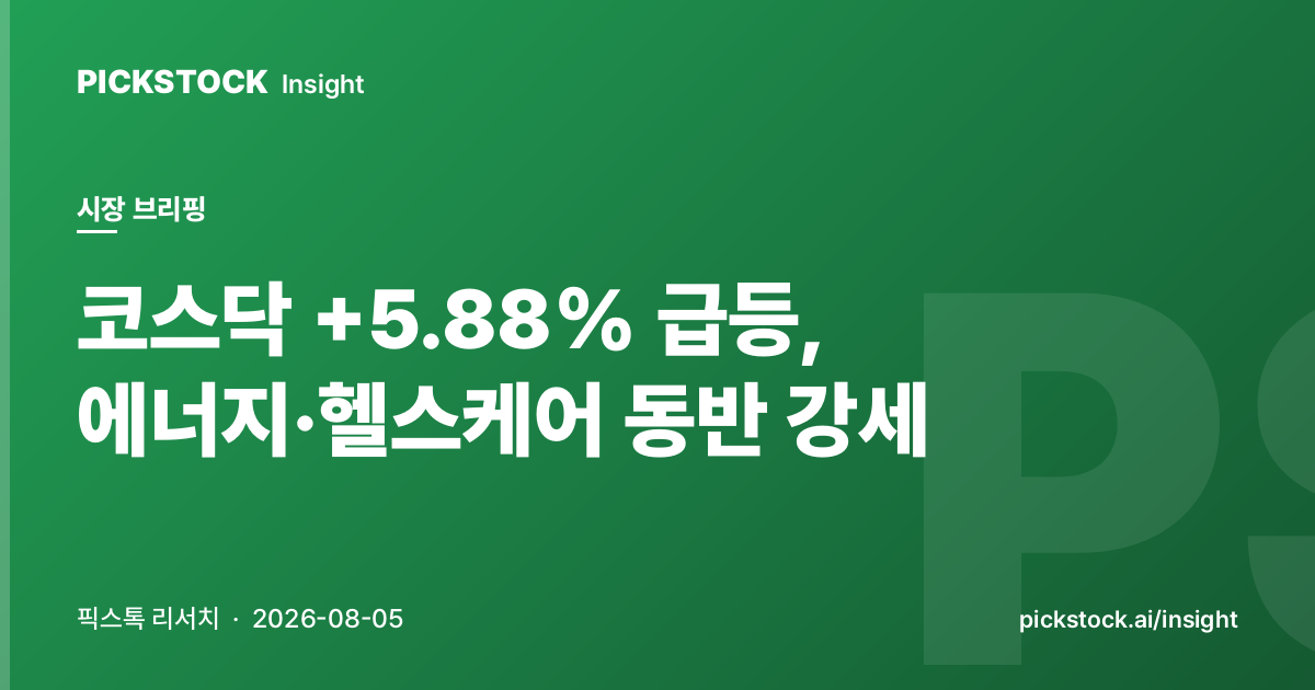 코스닥 +5.88% 급등, 에너지·헬스케어 동반 강세