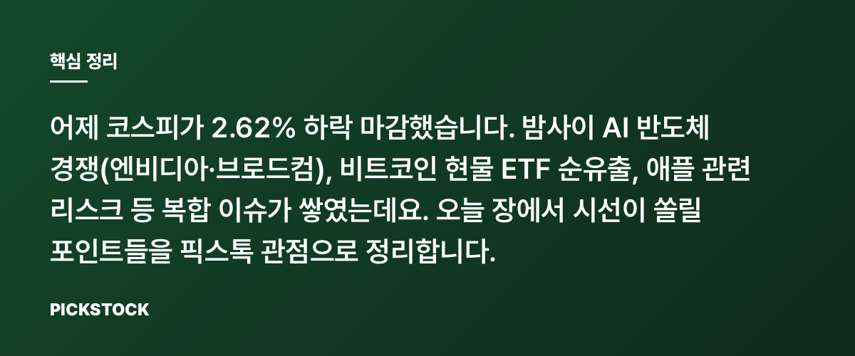 KOSPI -2.62% 하락, 오늘 장 어떤 뉴스에 반응할까? 핵심 정리