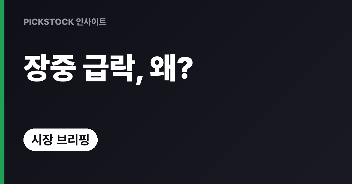 코스닥 -3.73%·코스피 -3.26% 장중 급락, 왜 이렇게 무너지나?