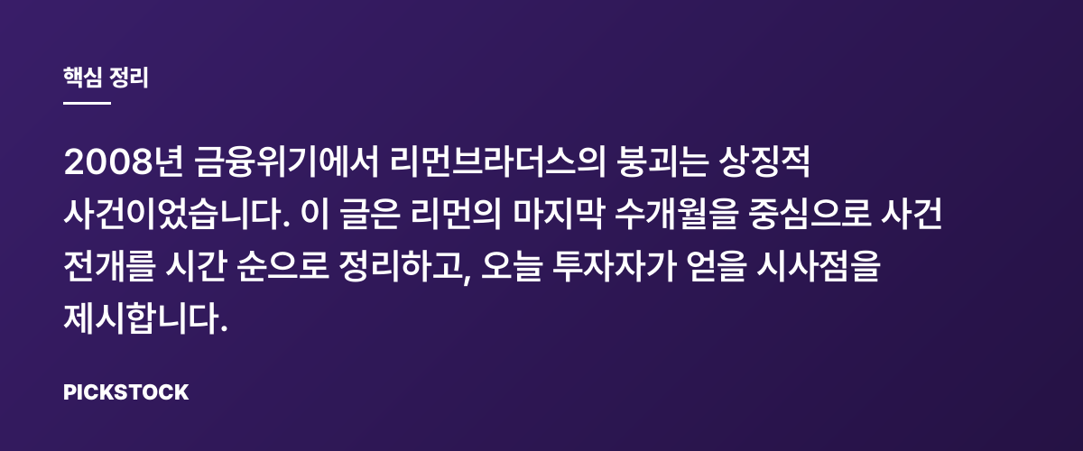 리먼의 108일: 붕괴로 가는 시간표 핵심 정리