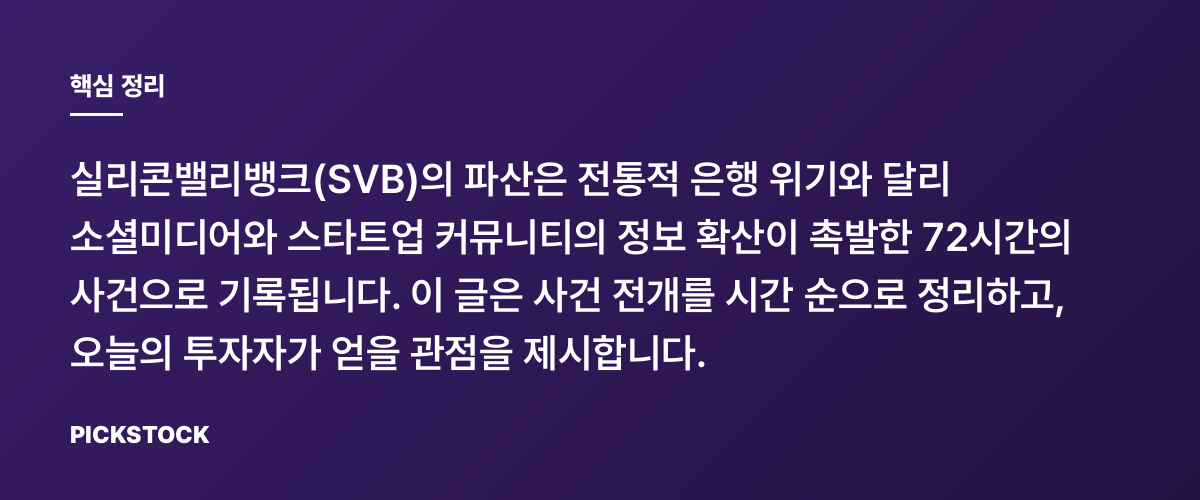 SVB 붕괴 72시간: SNS가 이끈 뱅크런의 기록 핵심 정리