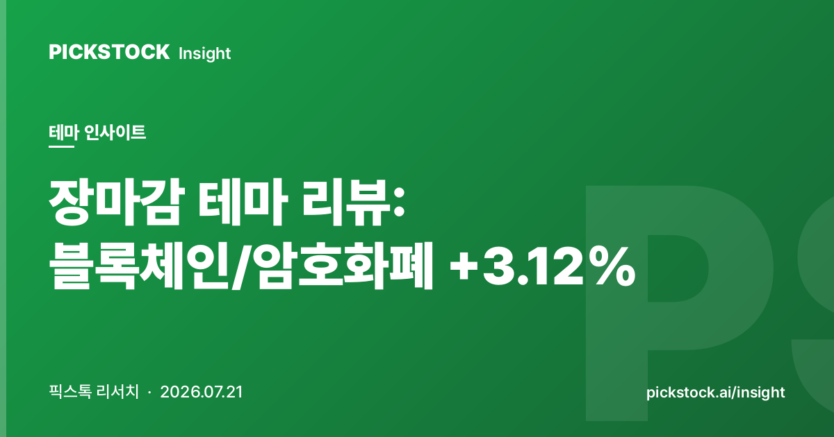 장마감 테마 리뷰: 블록체인/암호화폐 +3.12% | 테마 인사이트 (2026-07-21)