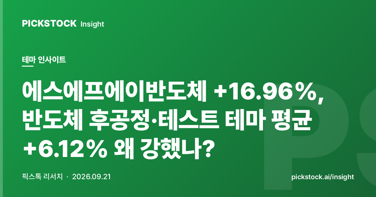 SFA Semiconductor +16.96%, Semiconductor Test Theme +6.12%, Why the Strength?