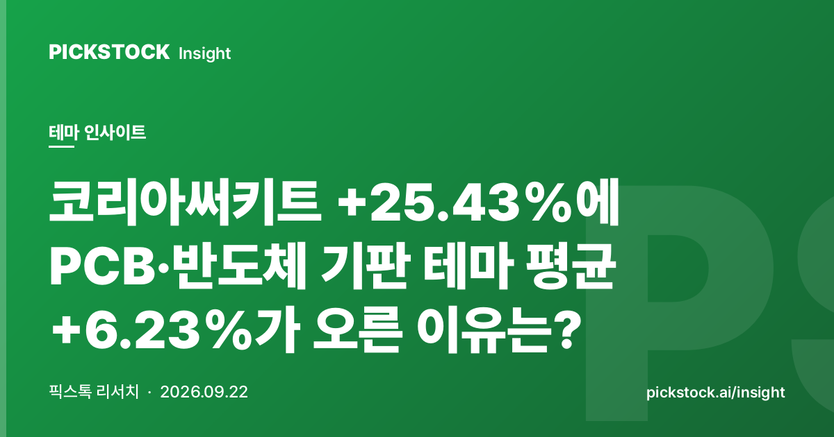 코리아써키트 +25.43%에 PCB·반도체 기판 테마 평균 +6.23%가 오른 이유는?