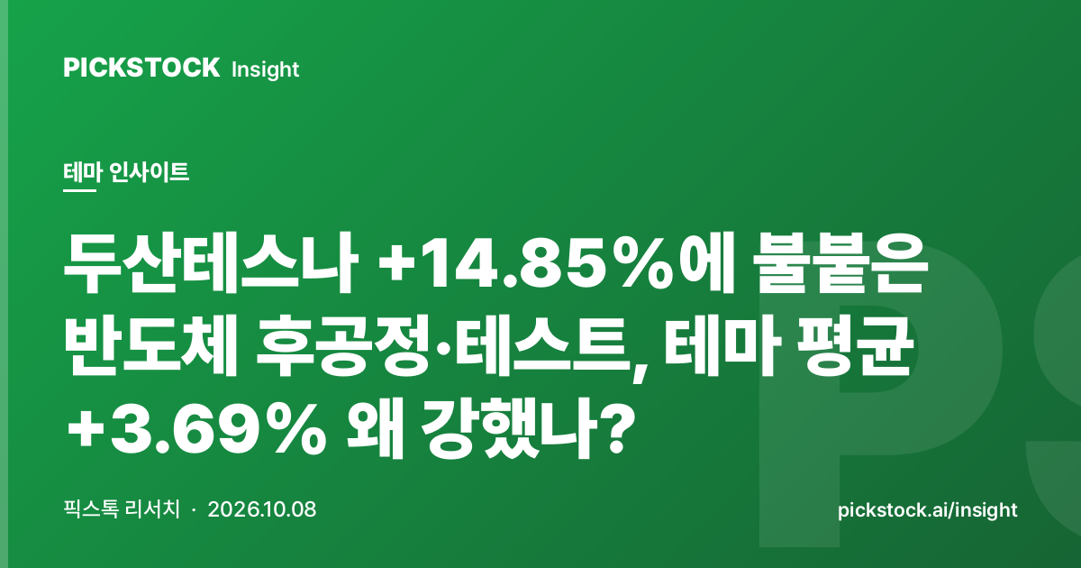 Doosan Testna +14.85% Sparks Semiconductor Test Theme, Theme Avg +3.69%, Why the Strength?