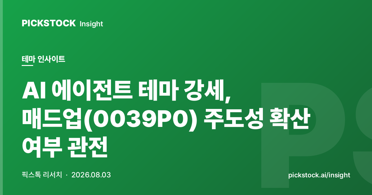 AI 에이전트 테마 강세, 매드업(0039P0) 주도성 확산 여부 관전