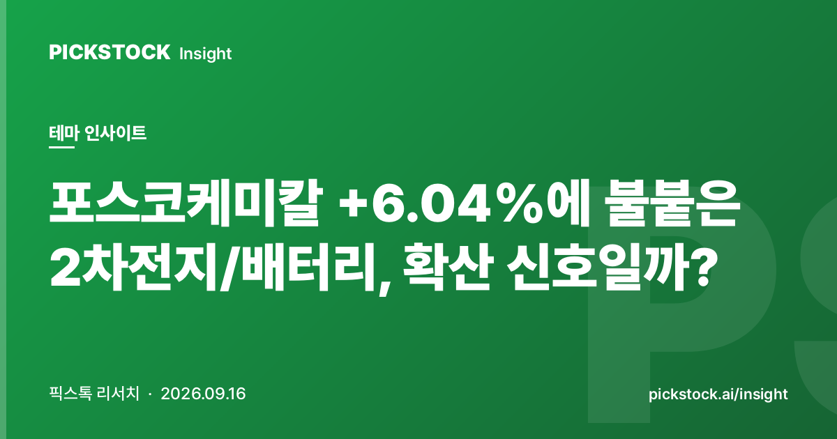 POSCO Chemical +6.04% Sparks Secondary Battery Theme, Is It Spreading?