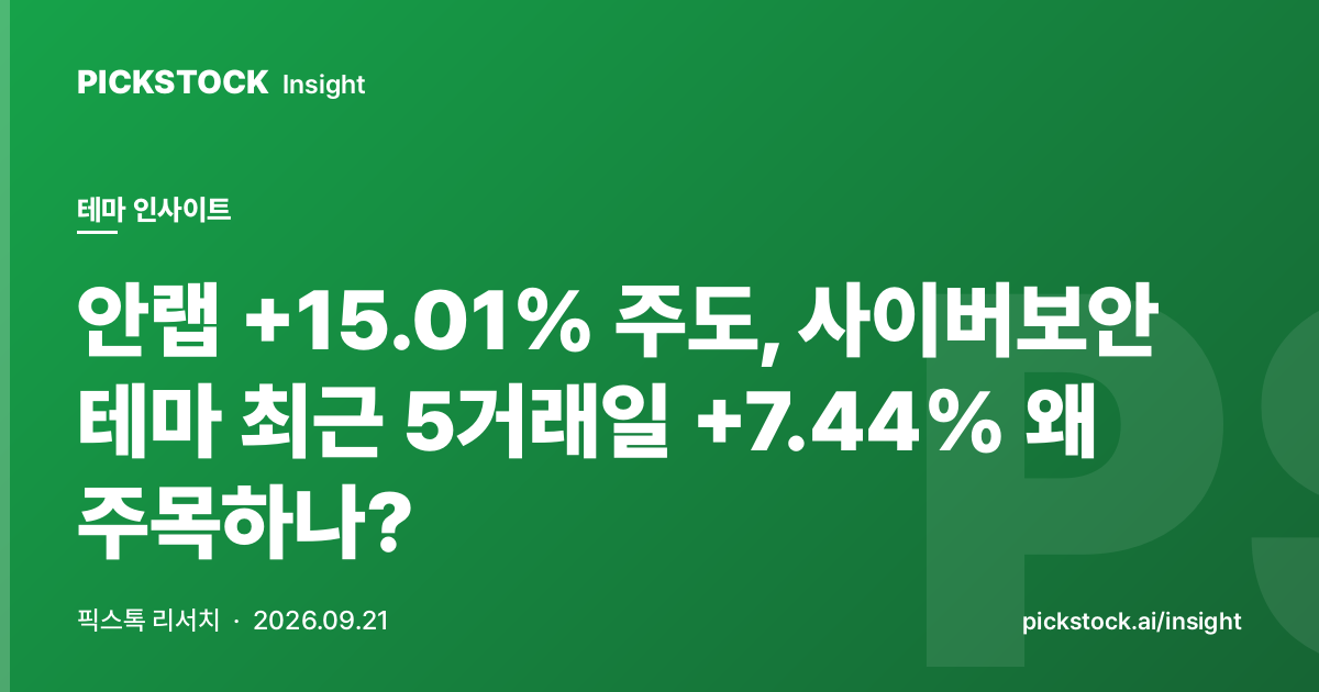 안랩 +15.01% 주도, 사이버보안 테마 최근 5거래일 +7.44% 왜 주목하나?
