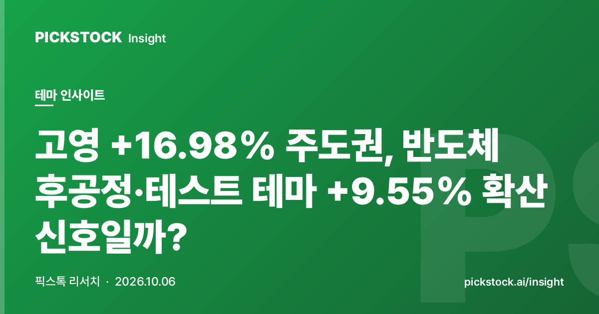 고영 +16.98% 주도권, 반도체 후공정·테스트 테마 +9.55% 확산 신호일까?