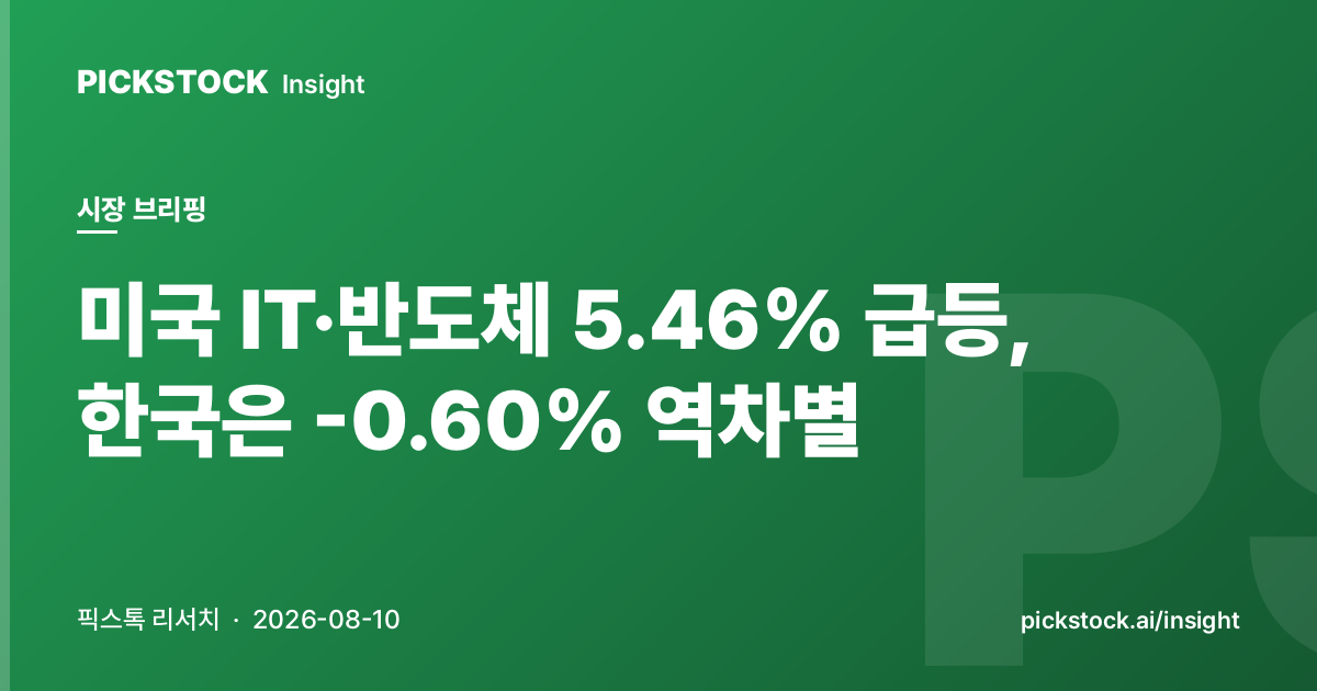 미국 IT·반도체 5.46% 급등, 한국은 -0.60% 역차별